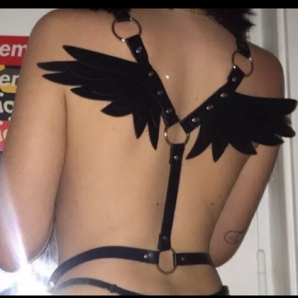 🔥 Leather Body Harness Angel Wings Cage Belts 🔥 - Picture 3 of 16